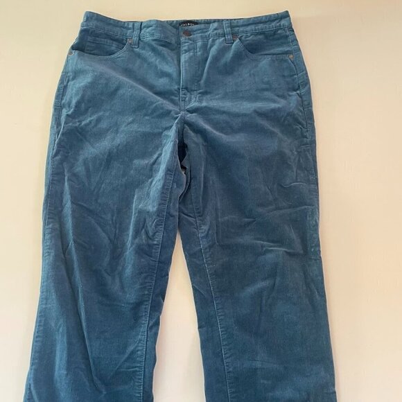 Talbots Pant Trouser Corduroy Teal Straight Leg Classic Winter Preppy Stretch - Picture 2 of 9
